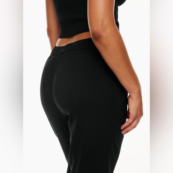 Aritzia Babaton Conan Black Pants Ankle Crop Elastic Waist Stripes White Size 2 - Picture 6 of 11